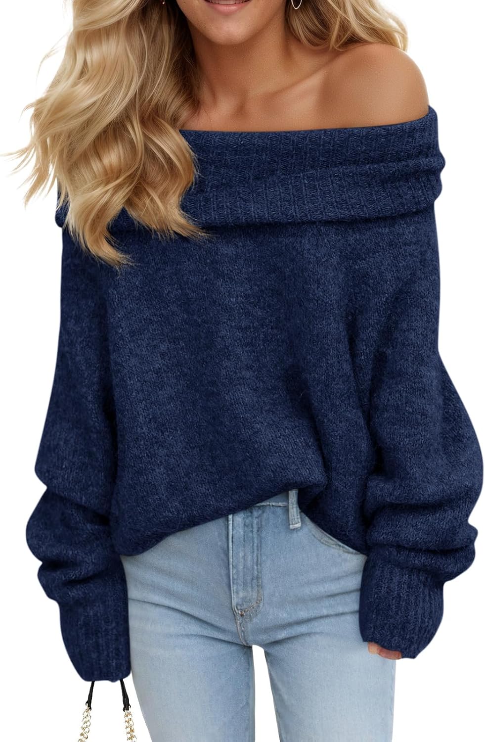 Saodimallsu Womens Off The Shoulder Sweaters Oversized Long